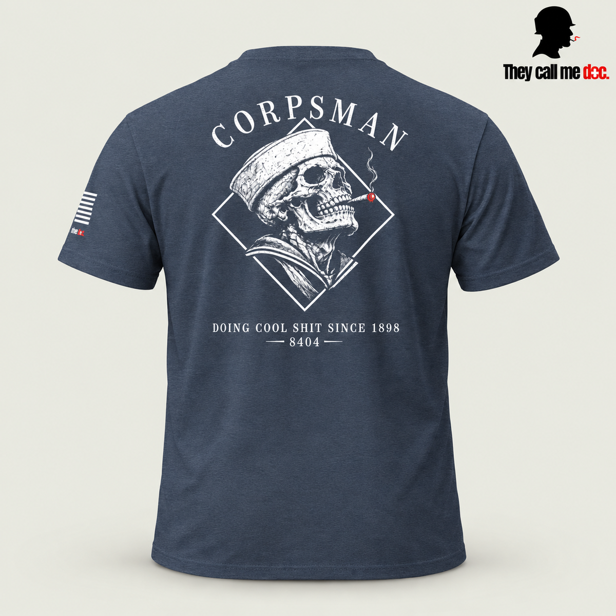 Corpsman 8404 T-Shirt in midnight navy, back view