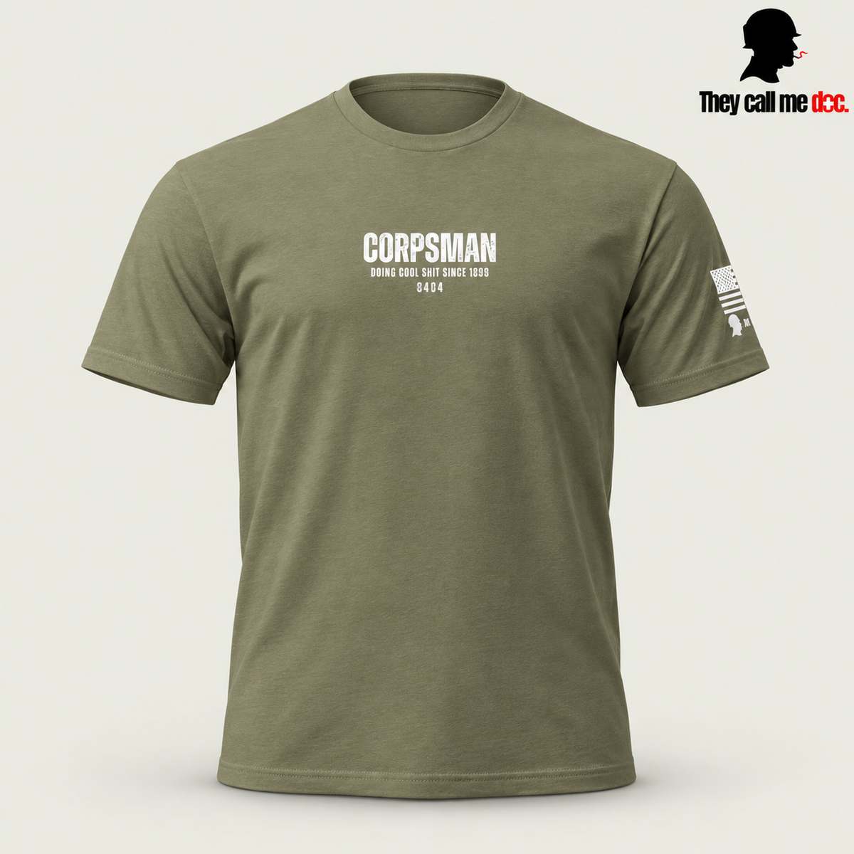 Corpsman 8404 T-Shirt in military green, front view