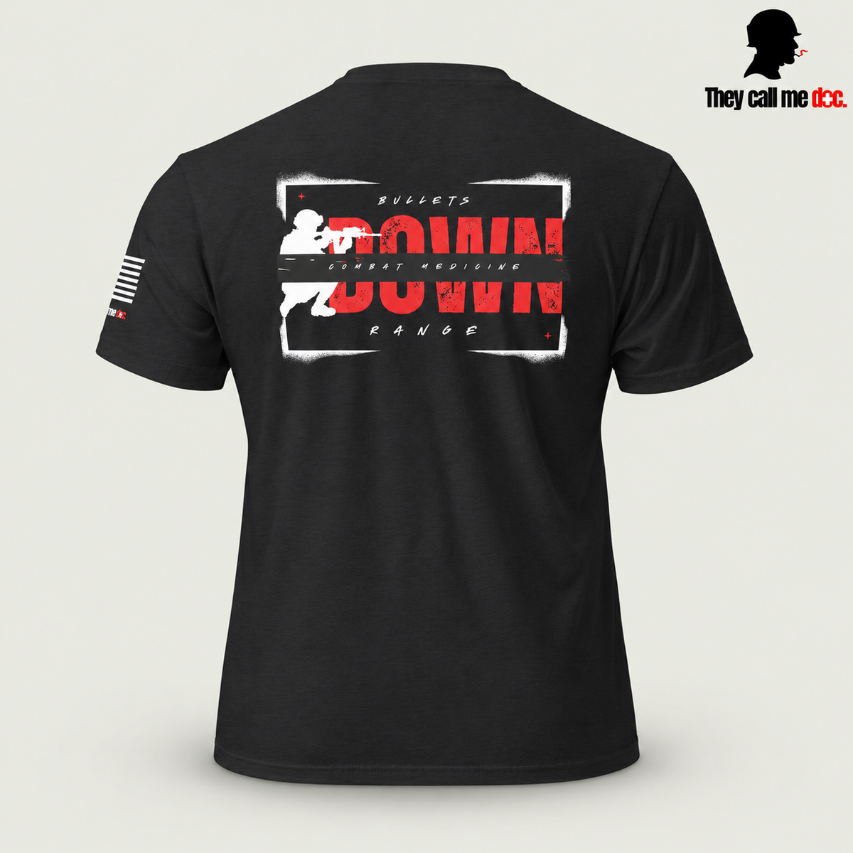 Downrange Combat Medicine T-Shirt in black, back view