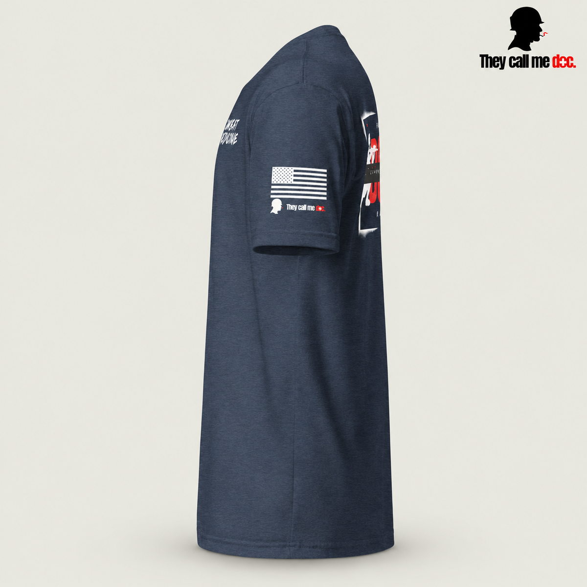 Downrange Combat Medicine T-Shirt in midnight navy, left view