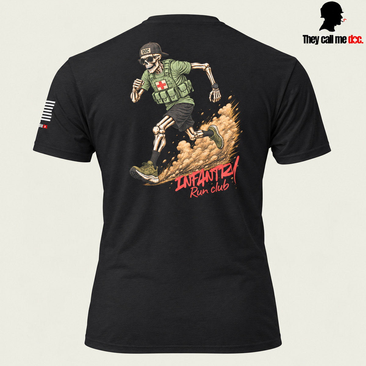 Infantry Run Club T-Shirt in Black — back view