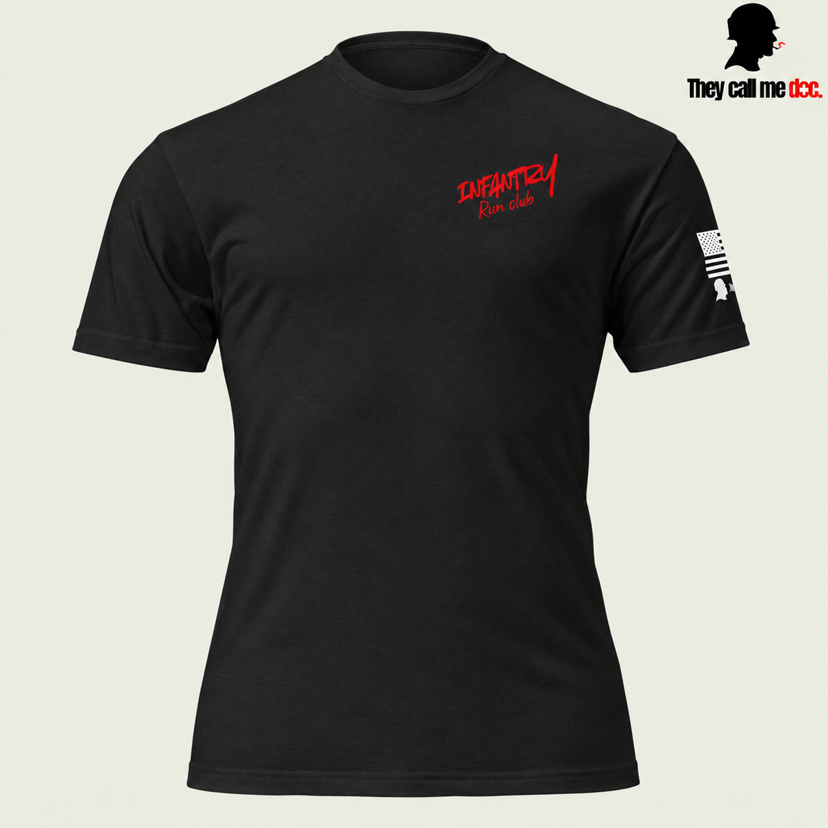 Infantry Run Club T-Shirt in Black — front view