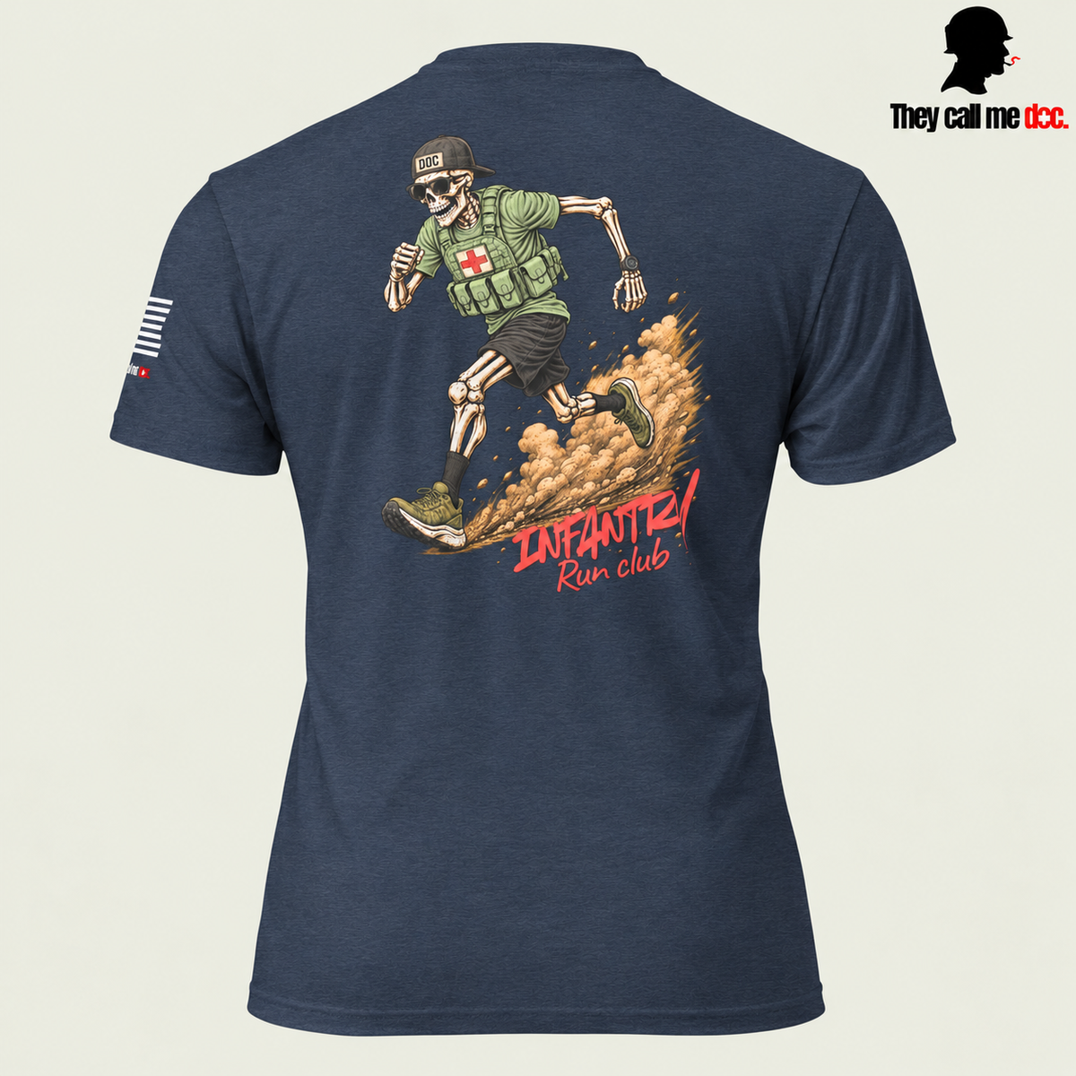 Infantry Run Club T-Shirt in Midnight Navy — back view