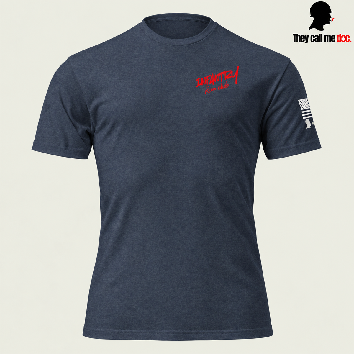Infantry Run Club T-Shirt in Midnight Navy — front view