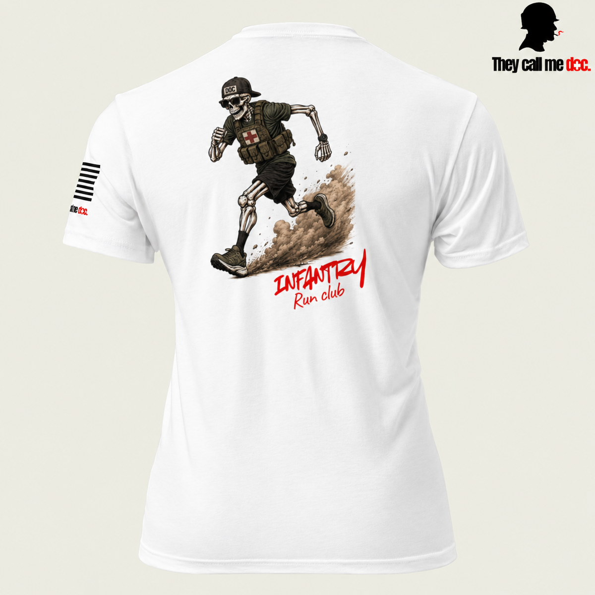 Infantry Run Club T-Shirt in White — back view