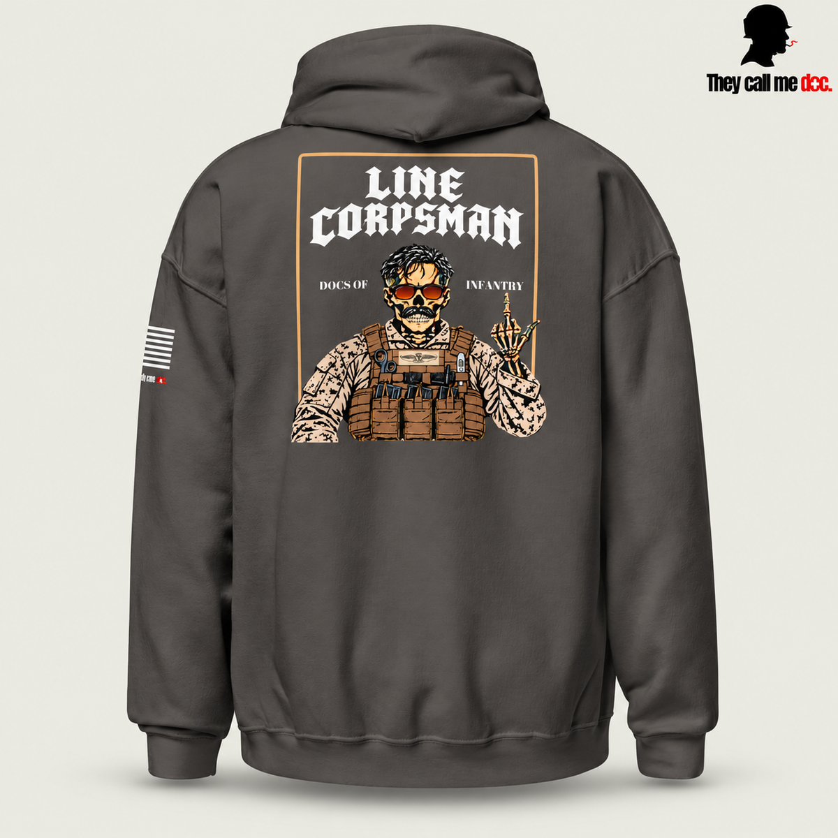 Line Corpsman Hoodie - Charcoal - back view