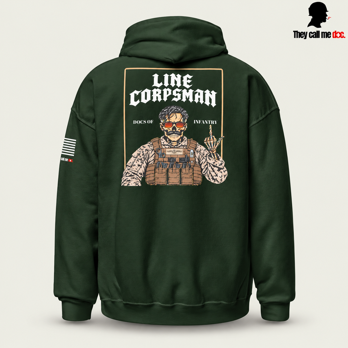 Line Corpsman Hoodie - Forest Green - back view