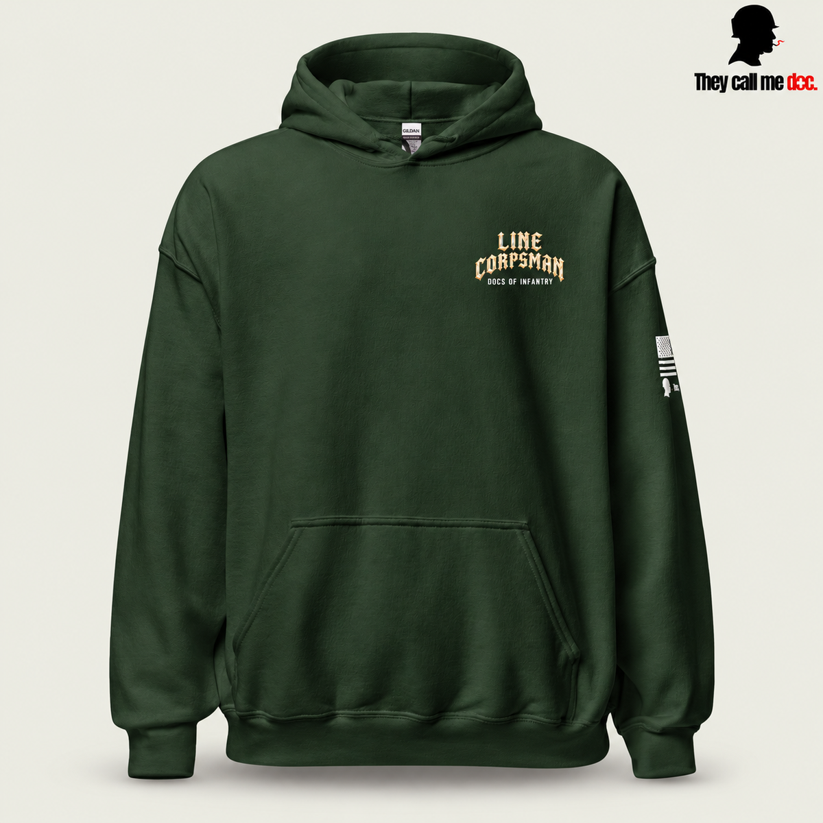 Line Corpsman Hoodie - Forest Green - front view