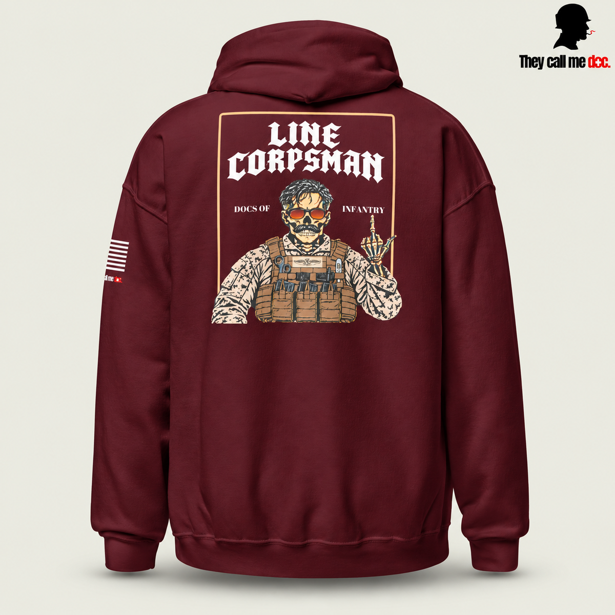 Line Corpsman Hoodie - Maroon - back view