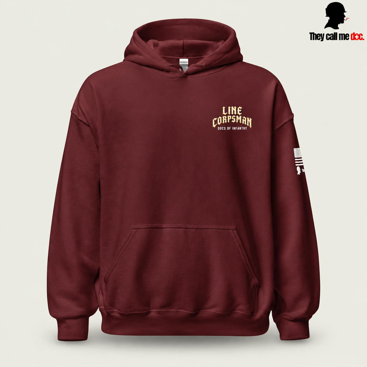 Line Corpsman Hoodie - Maroon - front view