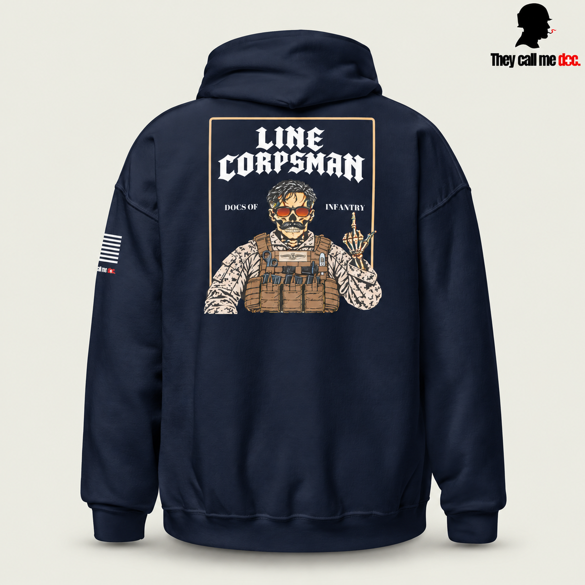 Line Corpsman Hoodie - Navy - back view
