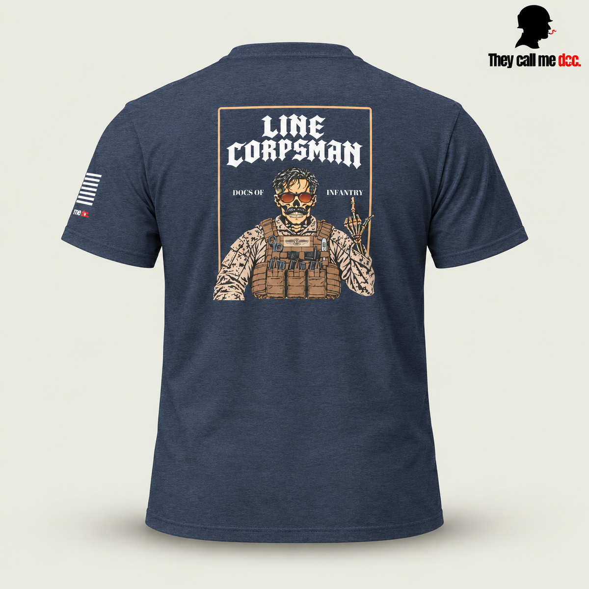 Line Corpsman T-Shirt in midnight navy, back view