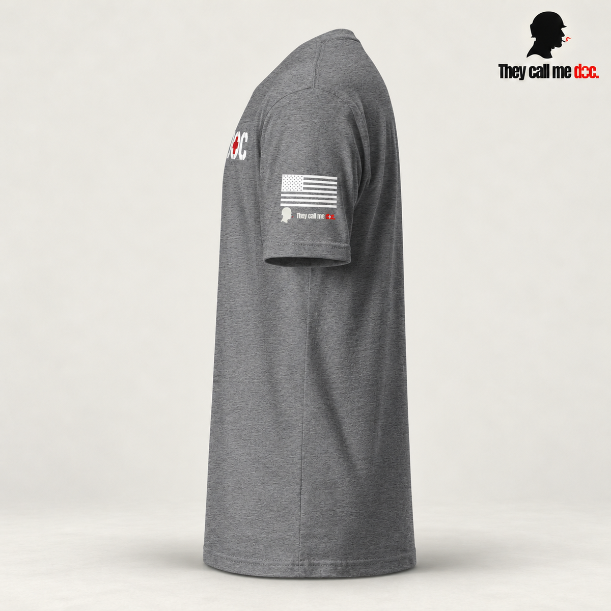 Dark heather gray DOC Standard T-Shirt sleeve detail