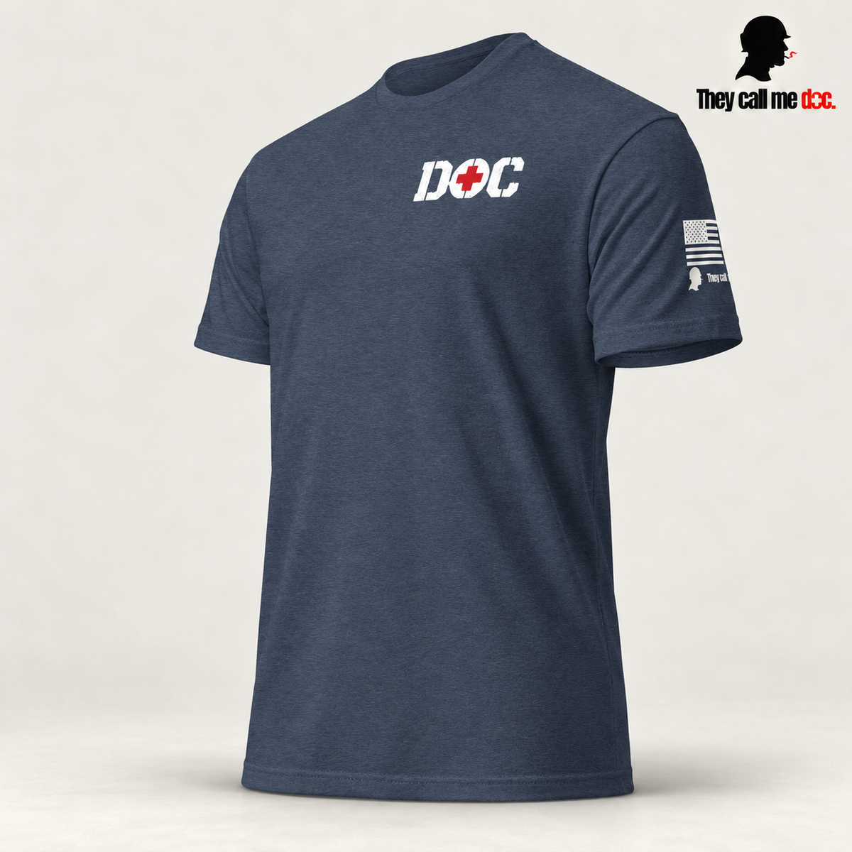 Midnight navy DOC Standard T-Shirt angled front view