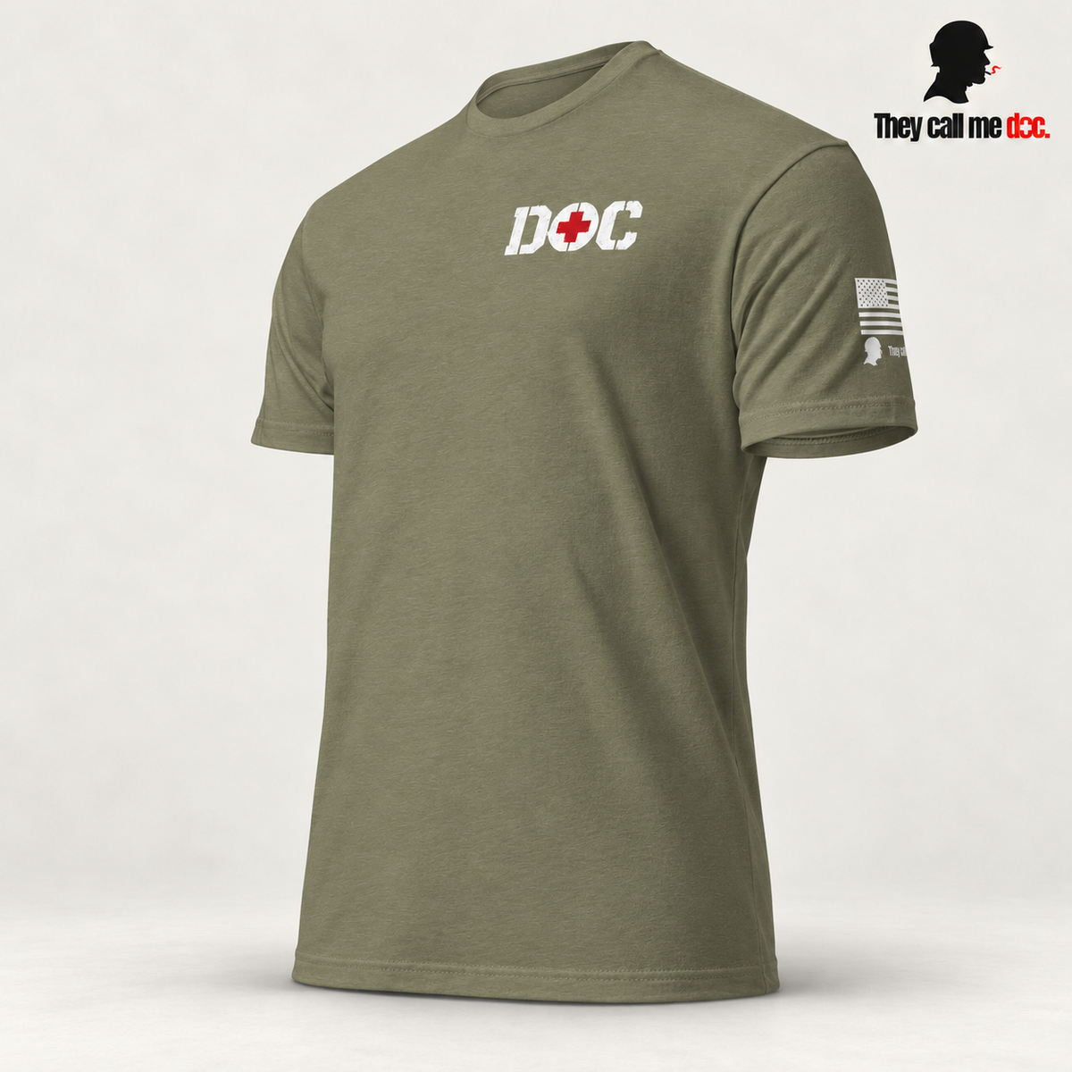 Military green DOC Standard T-Shirt angled front view