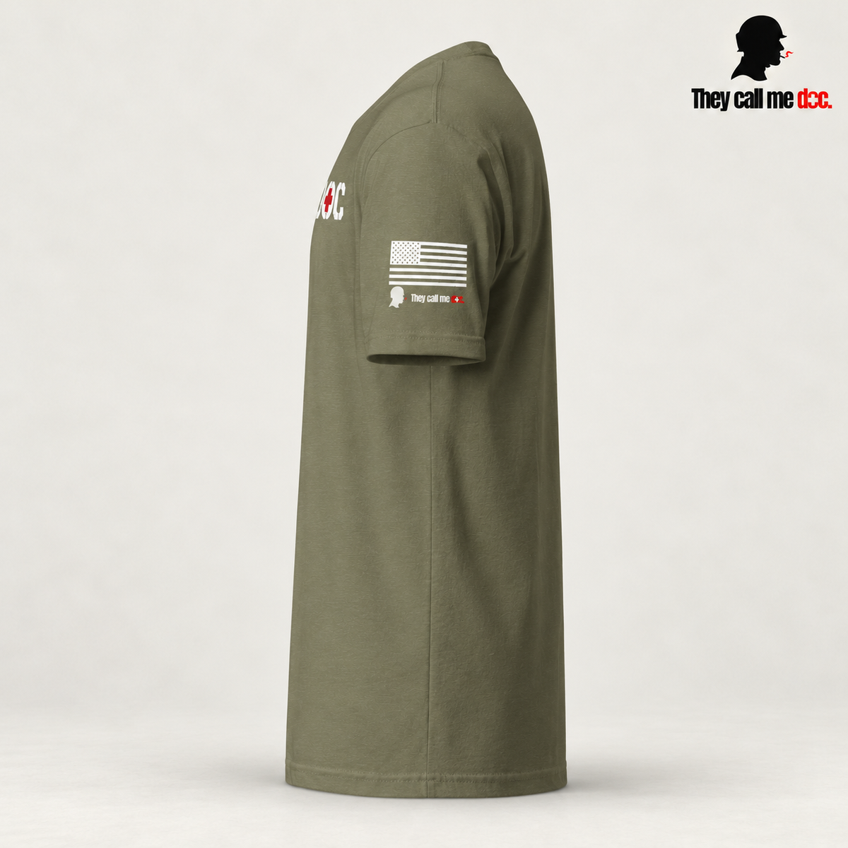 Military green DOC Standard T-Shirt sleeve detail